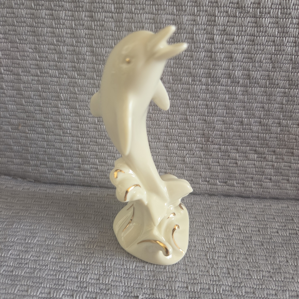Lenox Cream Porcelain Dolphin with Gold Trim